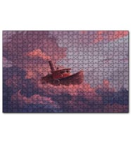 Cakapuzzle Şirin Balıkçı Teknesi ve Mor Pembe Bulutlar  Puzzle Yapboz MDF (Ahşap) (120 Parça)