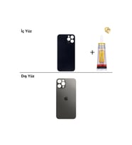 iPhone 12 pro Grafit Arka Kapak Arka Cam Batarya Kapağı Lazer Kesim Kapak Pil Kapağı + B-7000 Yapıştırıcı