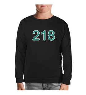 Squid Game-Number 218 Siyah Çocuk Sweatshirt