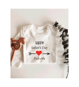 Happy Father's Day Uzun Kol Çıtçıtlı Organik Bebek Body
