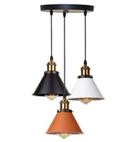 Rsylight Retro Dekoratif 3 Lü Bakır Siyah Beyaz Rustik Metal Sarkıt Avize 30 Cm