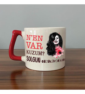 Nen Var Kuzum? Baskılı Kırmızı Kulplu D Kupa