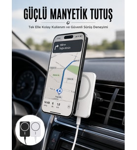 Kablosuz Şarj Aleti Magsafe Araç Içi Manyetik Şarj 15W İOS Uyumlu Yeni Nesil