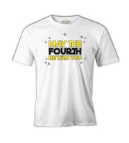 May the Fourth Be With You with Stars Beyaz Erkek Tshirt