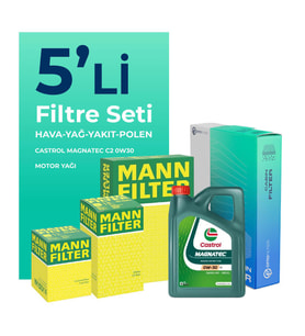 MANN Peugeot Expert 2.0 Dizel Filtre Bakım Seti Castrol Motor Yağlı (2017-2024) 5 Li