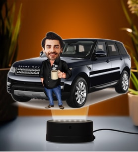Doğum Günü Hediyesi,Sevgiliye Hediye, Kişiye Özel Fotoğraflı Range Rover Karikatür 3D Led Lamba (Beyaz)