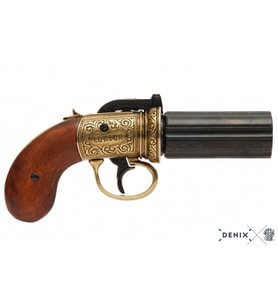 Dekoratif Denix-6 VARİL PEPPER-BOX REVOLVER, İNGİLTERE 1840-Made in Spain-Handmade