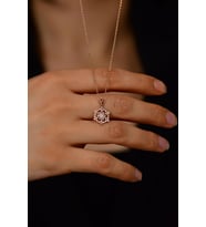 Zirkon Taşlı Rose Kar Tanesi Gümüş Kolye