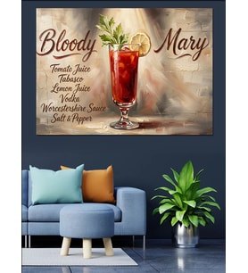 Bloody Mary Kokteyl Ve Tarif Yazısı Dekoratif Kanvas - Mdf Ahşap Tablo