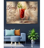 Bloody Mary Kokteyl Ve Tarif Yazısı Dekoratif Kanvas - Mdf Ahşap Tablo