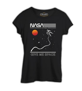 Nasa -Uzay Siyah Kadın Tshirt
