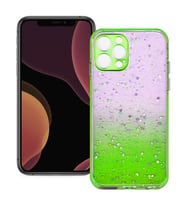 Apple iPhone 12 Pro Max Simli Şeffaf Sert Slikon Kılıf (Yeşil)