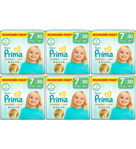 Prima Premium Care Bebek Bezi Beden:7 (15+KG) XXX Large 180 Adet Süper Ekonomik Mega Pk