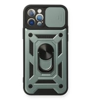Durukar® iPhone 12 Pro Kılıf Pars Lens Yüzüklü Silikon - Yeşil