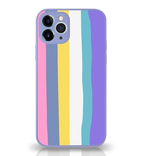 PrintiFy Apple iPhone 11 Pro Max Kamera Korumalı Lila Gökkuşağı Desenli Cam Kapak Lila