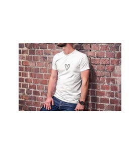 Unisex Bisiklet Yaka Baskılı Oversize T-Shirt - Beyaz