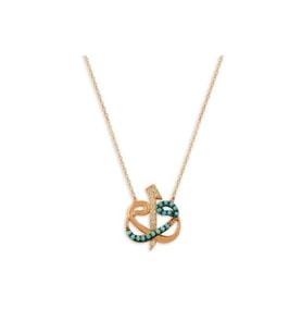 Gümüş Kolye - Turkuaz Taşlı Rose Vav Elif Model Gümüş Kolye