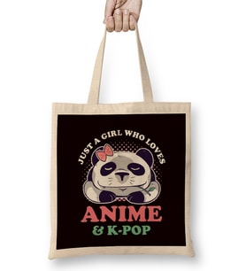 Girl Who Loves Korean Pop Music K-Pop Korea Anime Panda Bez Çanta Uzun Saplı