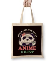 Girl Who Loves Korean Pop Music K-Pop Korea Anime Panda Bez Çanta Uzun Saplı