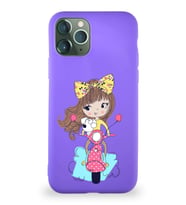 Apple iPhone 11 Pro Soft Premier Kapak Vespagirl Tasarımlı Silikon Kılıf - Mor (Şeffaf)