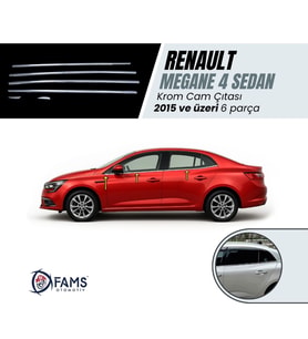 Renault Megane 4 Sedan Uyumlu Krom Cam Çıtası 6 Parça 2015 Ve Üzeri Paslanmaz Çelik