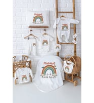 Pia Baby Premium Lüks 11’li İsim Baskılı Yenidoğan Bebek Hediyesi Set 5076-00 (Ekru)