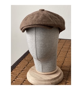 Kışlık Erkek İngiliz Stili Kahve Balıksırtı Yün Şapka Kasket Dökümlü Peaky Blinders Kasket