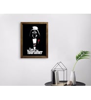 BK Home Godfather Baba Tasarımlı Doğal Masif Ahşap Çerçeveli Tablo 45x65cm-23