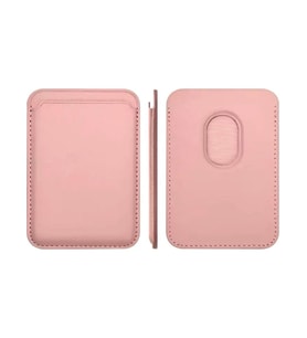 Apple iPhone 12 / 13 / 14 / 15 / 16 Serisi ile Uyumlu Deri Cüzdan Magsafe (Pudra Pembe)