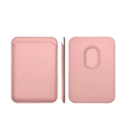 Apple iPhone 12 / 13 / 14 / 15 / 16 Serisi ile Uyumlu Deri Cüzdan Magsafe (Pudra Pembe)