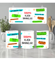 Klasik Baba Cümleleri Kupa Bardak, Komik ve Esprili Baba Hediyesi, 330ml, Beyaz (Doğal Beyaz)