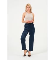 Kadın Yüksek Bel Parlak Saten Pantalon
