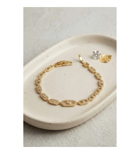 Mey İthalat® Gold Renk Zirkon Taşlı Messika Model Bileklik