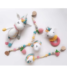 Unicorn Modeli Yenidoğan Seti Amigurumi Organik Oyuncak