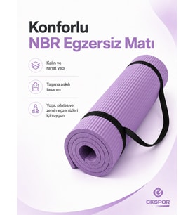CKSpor 15 mm Konfor Doku Kaymaz Nbr Mat Taşıma Askılı Pilates Egzerisiz Minderi