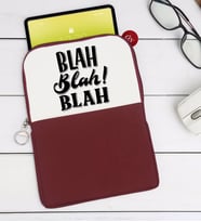 BK Gift Blah Blah Blah Tasarımlı Taşınabilir Koruyucu Tablet Kılıfı & Organizer Çanta - Bordo-1