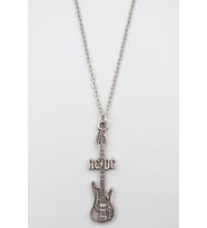 AC/DC Elektro Gitar Gümüş Kaplama Düz Zincir Kolye