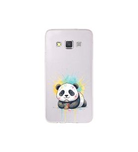 Samsung Galaxy A3 ile Uyumlu Splash Panda Tasarımlı Şeffaf Silikon Kılıf