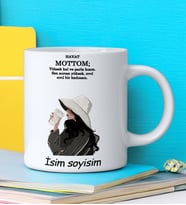Komik - Esprili Kupa HAYAT MOTTOM Tasarımlı İsim Soyisim Yazılı Kişiye Özel Kupa Bardak
