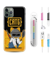 Apple iPhone 11 12 13 14 Pro Max Kılıf Kablo Koruma Spiral Silikon Cat G 1677