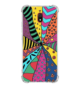 PrintiFy Xiaomi Redmi 8A Uyumlu Retro Color 4 Baskılı Şeffaf Köşe Korumalı Antişok Kılıf