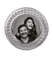 Gül Desenli Gümüş Metal Tabak - 25cm-istenilen baskıyla