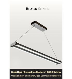 Vega Silver Lineer LED Sarkıt Avize – Kumandalı Dim Edilebilir – Aşağı Işık