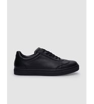 %100 Hakiki Deri Siyah Bağcıklı Erkek Sneaker