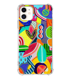 PrintiFy Apple iPhone 11 Uyumlu Retro Color 6 Baskılı Şeffaf Köşe Korumalı Antişok Kılıf
