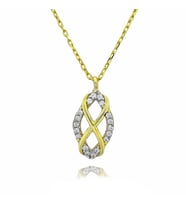 Oval Taşlı Zirkon 18K Altın Kaplama Kolye (Karışık)