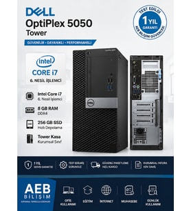 Dell OptiPlex 5050 Tower Intel i7-6700 8 RAM 256 SSD Masaüstü Bilgisayar – Outlet