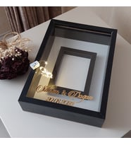 25x35 Cm Siyah Fotoğraf Alanlı Model Tasarım Gül Kutusu Anı Çerçevesi! Ayna Çerçeve! Ledli(Fotoğraf Hediye)