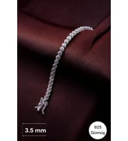 925 Ayar Gümüş Su Yolu Kadın Bileklik Yuvarlak Kesim 3.5 mm