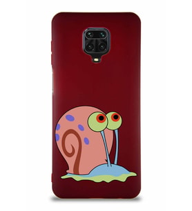 Xiaomi Redmi Note 9S Soft Premier Kapak Salyangoz Gary Tasarımlı Silikon Kılıf - Mürdüm (Şeffaf)